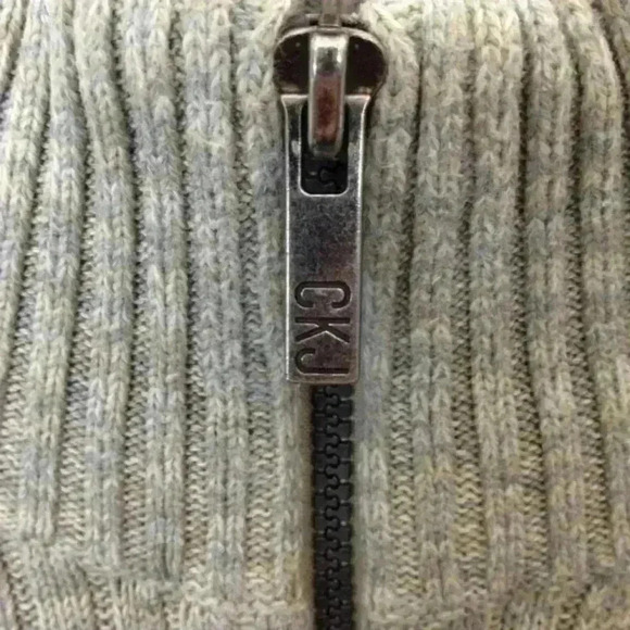 Calvin Klein 1/4 Zip Cotton Knit Gray S Sweater - Picture 3 of 7